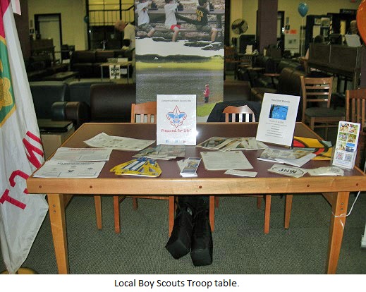 Local Boy Scouts Troop table.