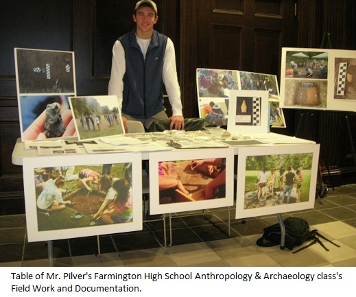 Table of Mr.Pilver's Farmington High School Anthropology and Archaeology
                                           class's Fieldwork and Documentation.