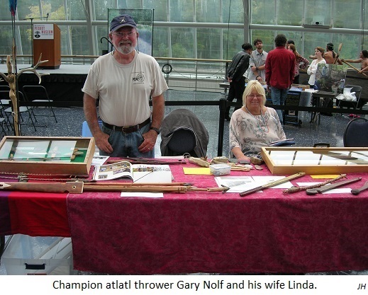 Champion atlatl thrower Gary Nolf and his wife Linda. JH
