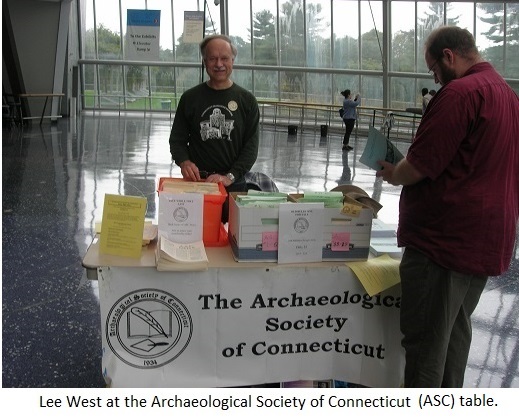 Lee West at the Archaeological Society of Connecticut (ASC) table..
