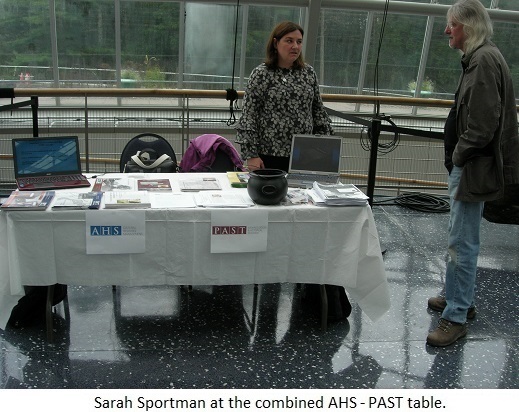 Sarah Sportman at the combined AHS-PAST table.