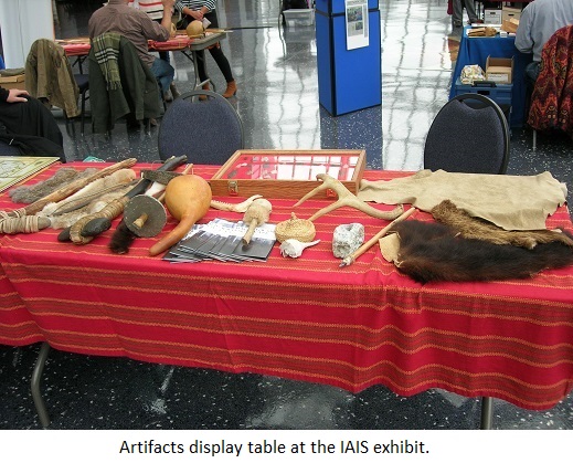 Artifacts display table at the IAIS exhibit.